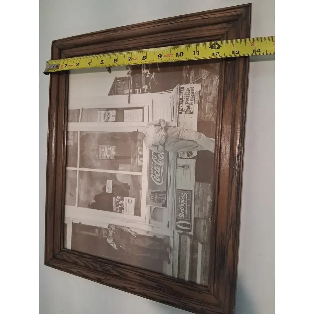 Modern Wood Framed Vintage Style B&W Photo Country Store Coca Cola Dr Pepper...